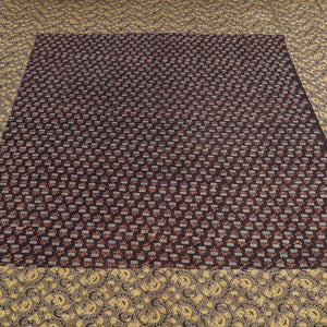 Brown - Ajrakh Patch Tukdi Kaam Cotton Double Bed Cover with Pillow Covers (109 x 86 in)