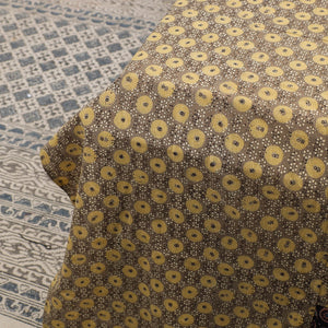 Brown - Ajrakh Patch Tukdi Kaam Cotton Double Bed Cover with Pillow Covers (109 x 86 in)