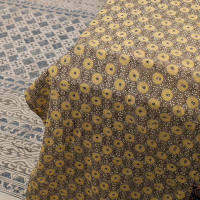 Brown - Ajrakh Patch Tukdi Kaam Cotton Double Bed Cover with Pillow Covers (109 x 86 in)