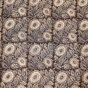 Black - Pedana Kalamkari Block Printing Cotton Double Bed Cover (111 x 94 in)
