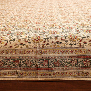 Brown - Pedana Kalamkari Block Printing Cotton Double Bed Cover (111 x 94 in)