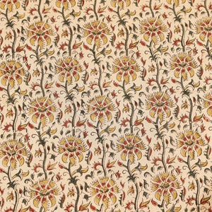 Brown - Pedana Kalamkari Block Printing Cotton Double Bed Cover (111 x 94 in)