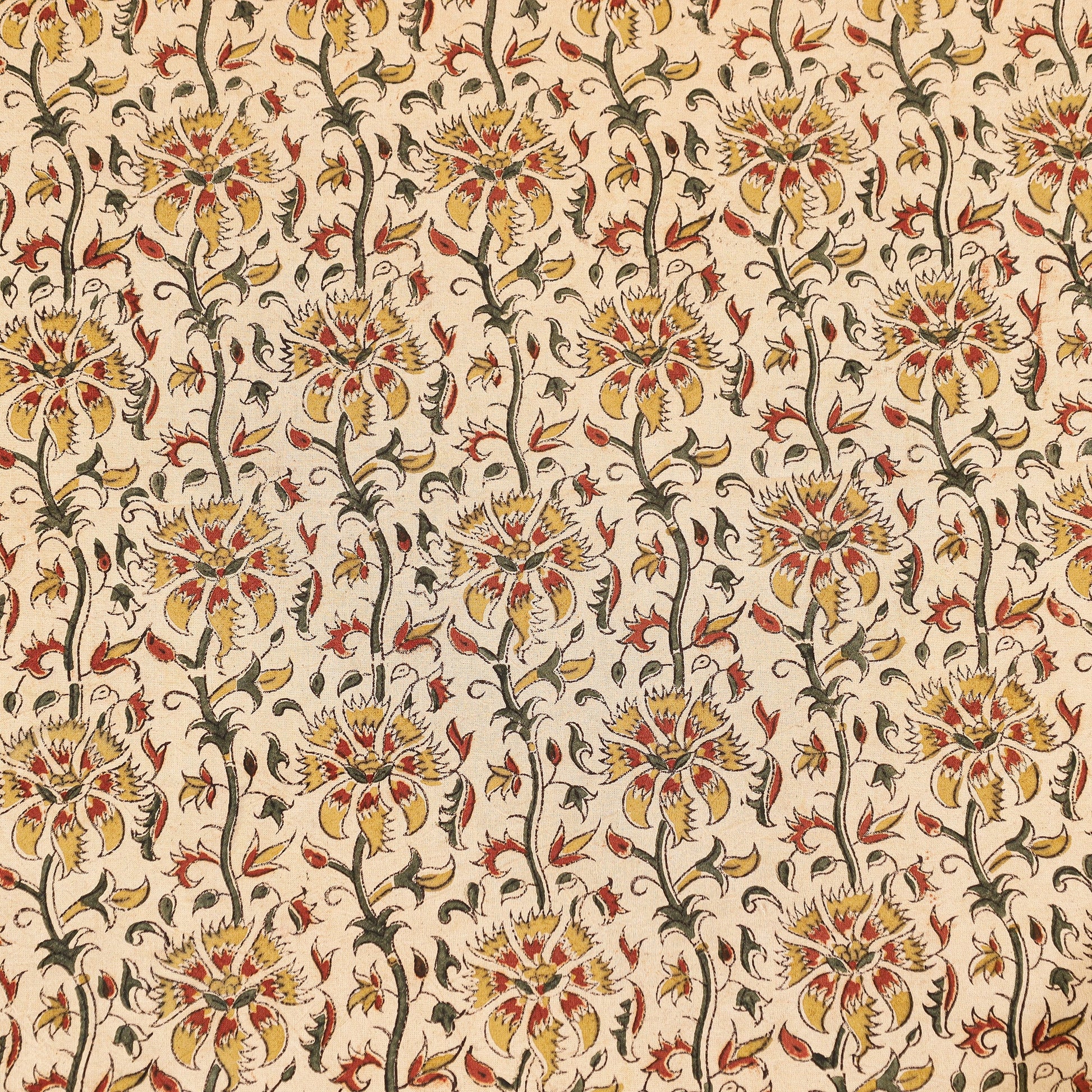 Brown - Pedana Kalamkari Block Printing Cotton Double Bed Cover (111 x 94 in)