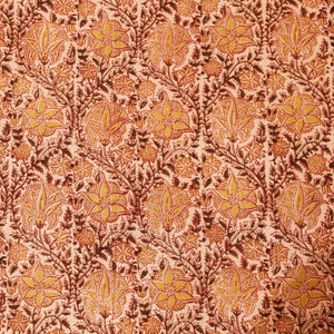 Beige - Pedana Kalamkari Block Printing Cotton Double Bed Cover (111 x 94 in)