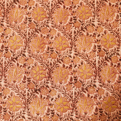 Beige - Pedana Kalamkari Block Printing Cotton Double Bed Cover (111 x 94 in)