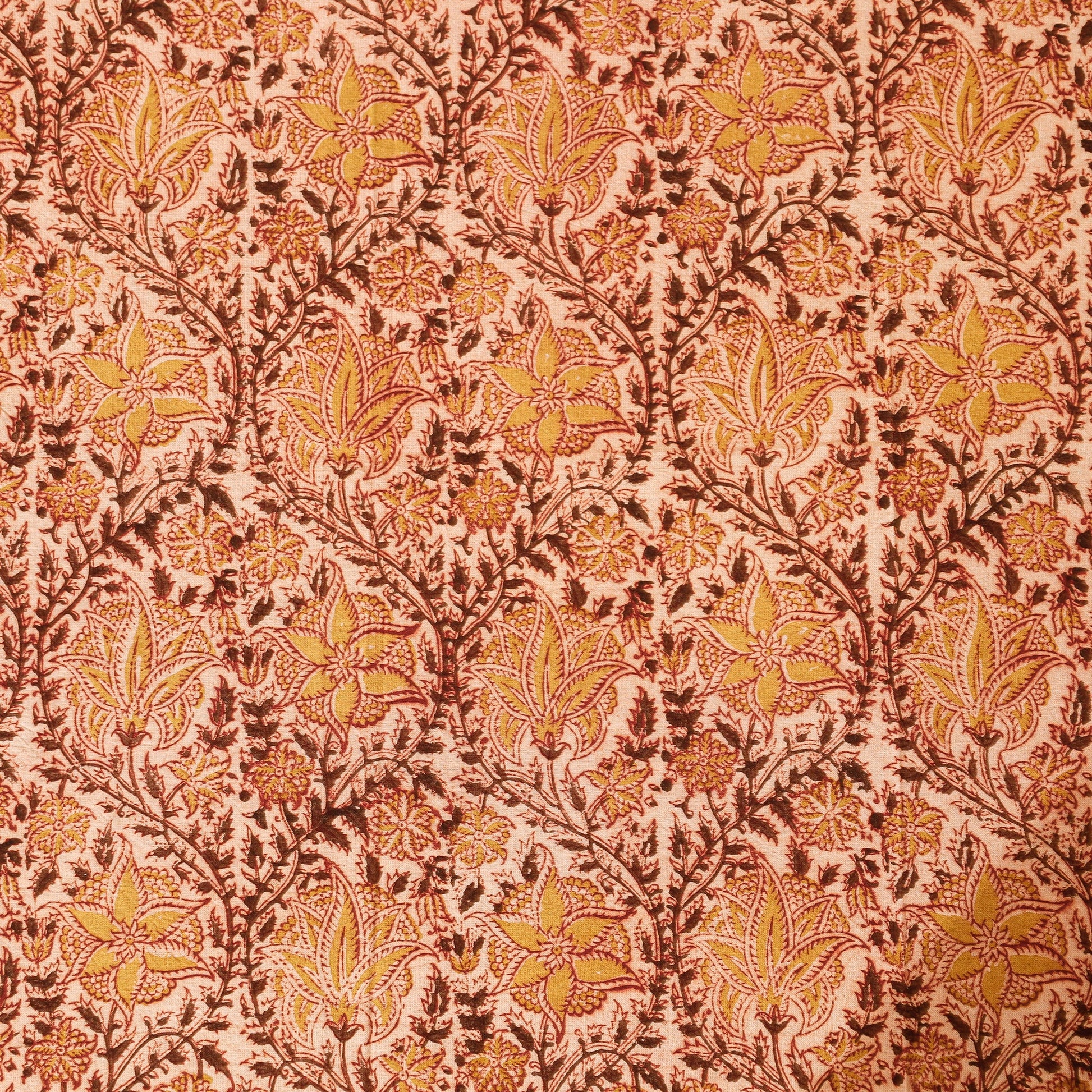 Beige - Pedana Kalamkari Block Printing Cotton Double Bed Cover (111 x 94 in)