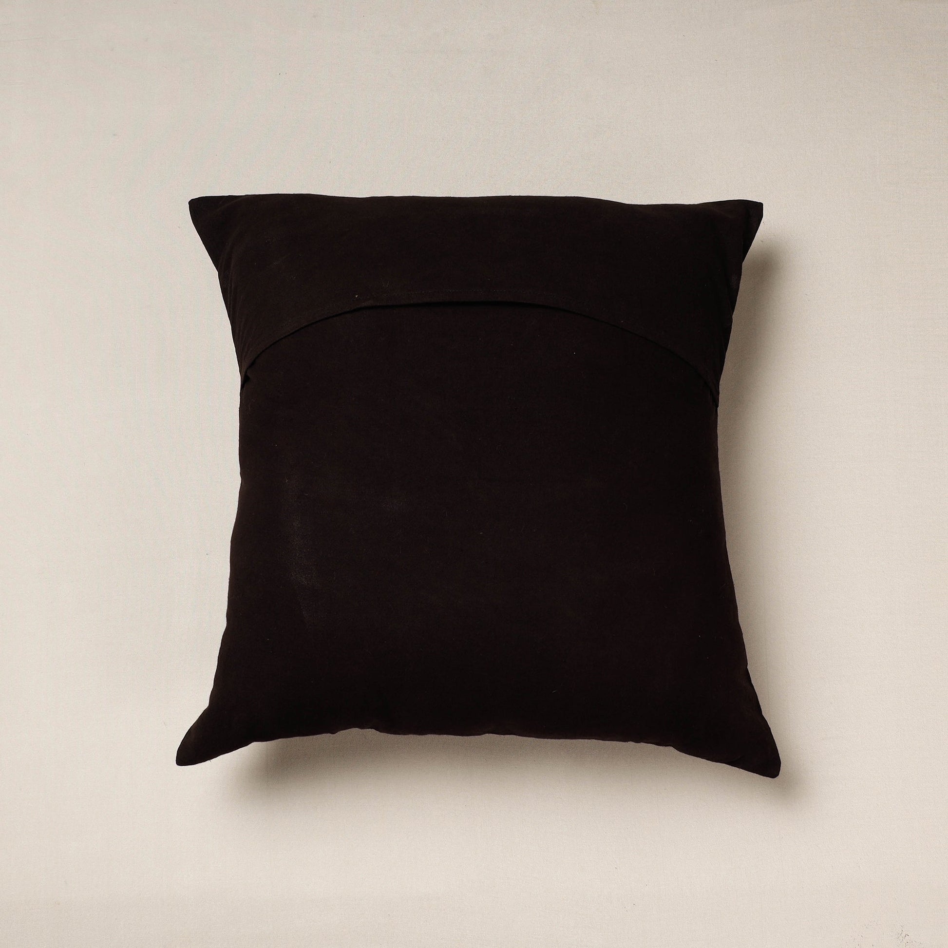 Black - Bagh Block Printed Cotton Cushion Cover (16 x 16 in)