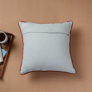 Blue - Aari Hand Embroidery Cotton Duck Cushion Cover (16 x 16 in)