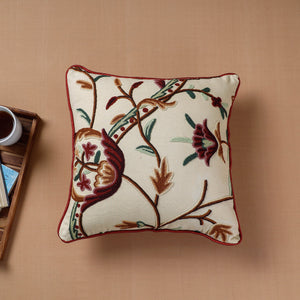 Aari Hand Embroidery Cotton Duck Cushion Cover (16 x 16 in)