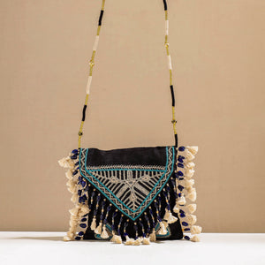 Black - Kala Raksha Rabari Hand Embroidery Sling Bag