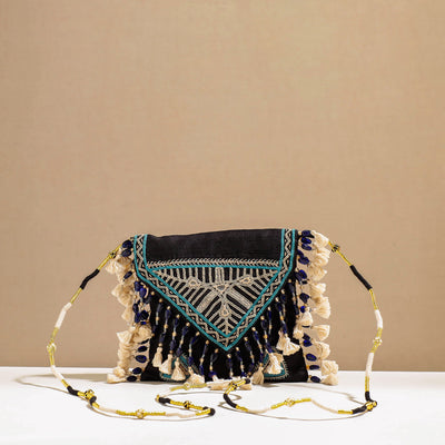 Black - Kala Raksha Rabari Hand Embroidery Sling Bag