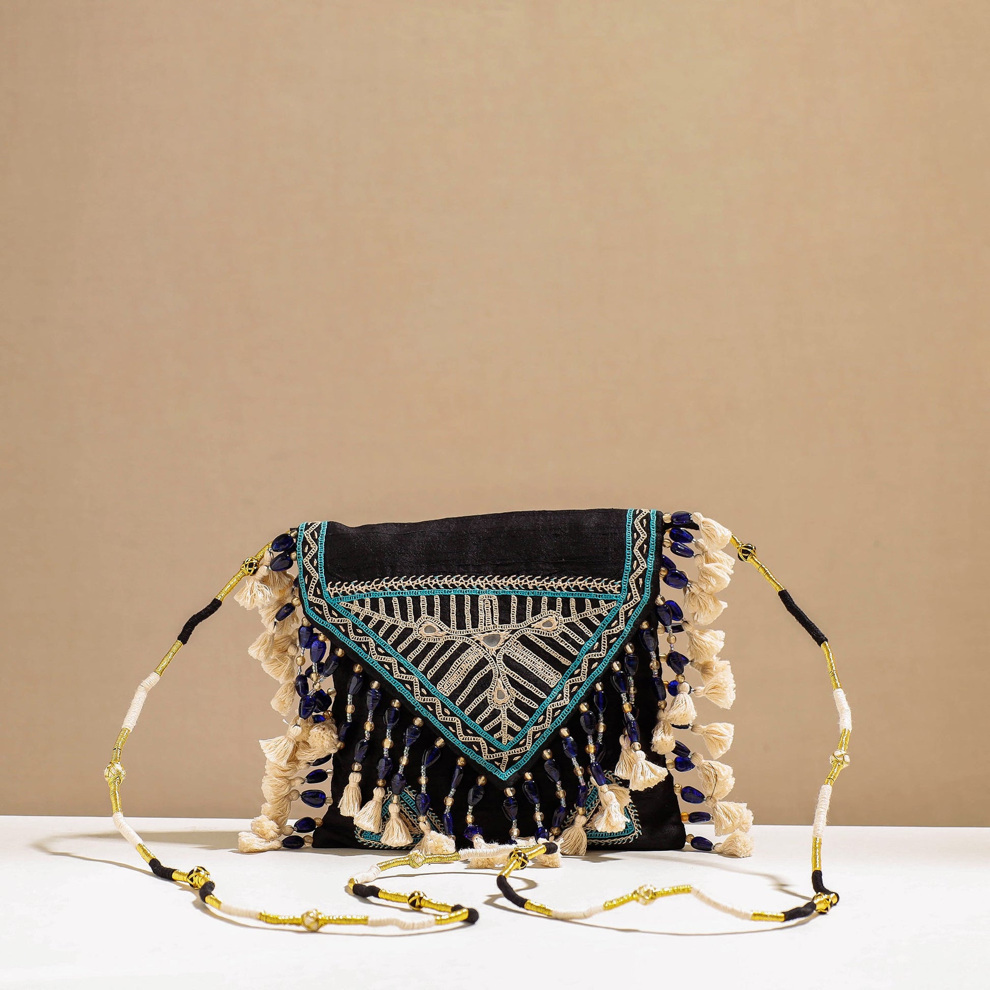 Black - Kala Raksha Rabari Hand Embroidery Sling Bag