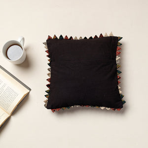 Brown - Kala Raksha Tagai Work Cotton Cushion Cover (12 x 12 in)