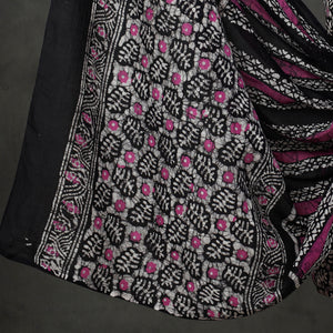 Black - 3pc Cotton Kutch Batik Print Dress Material 05