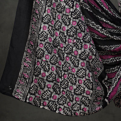 Black - 3pc Cotton Kutch Batik Print Dress Material 05