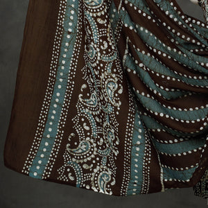 Brown - 3pc Cotton Kutch Batik Print Dress Material 01