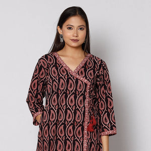 Black - Bagh Block Printing Cotton Kurta with Palazzo & Dupatta Set