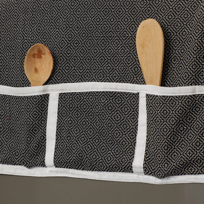 Black - Jacquard Cotton Fridge Top Cover with Multiple Pockets