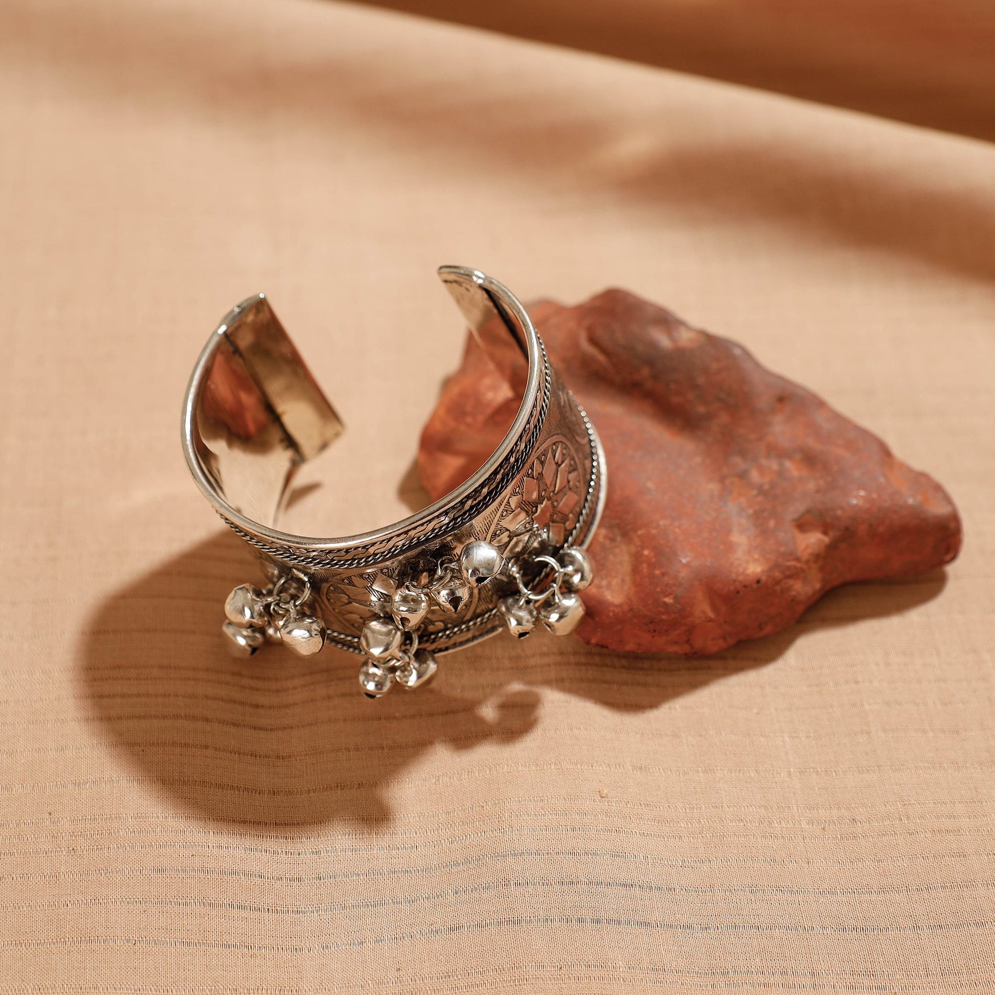Antique Finish Oxidised German Silver Bangle / Cuff Bracelet (Adjustable)