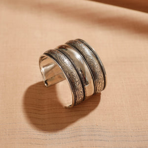 Antique Finish Oxidised German Silver Bangle / Cuff Bracelet (Adjustable)