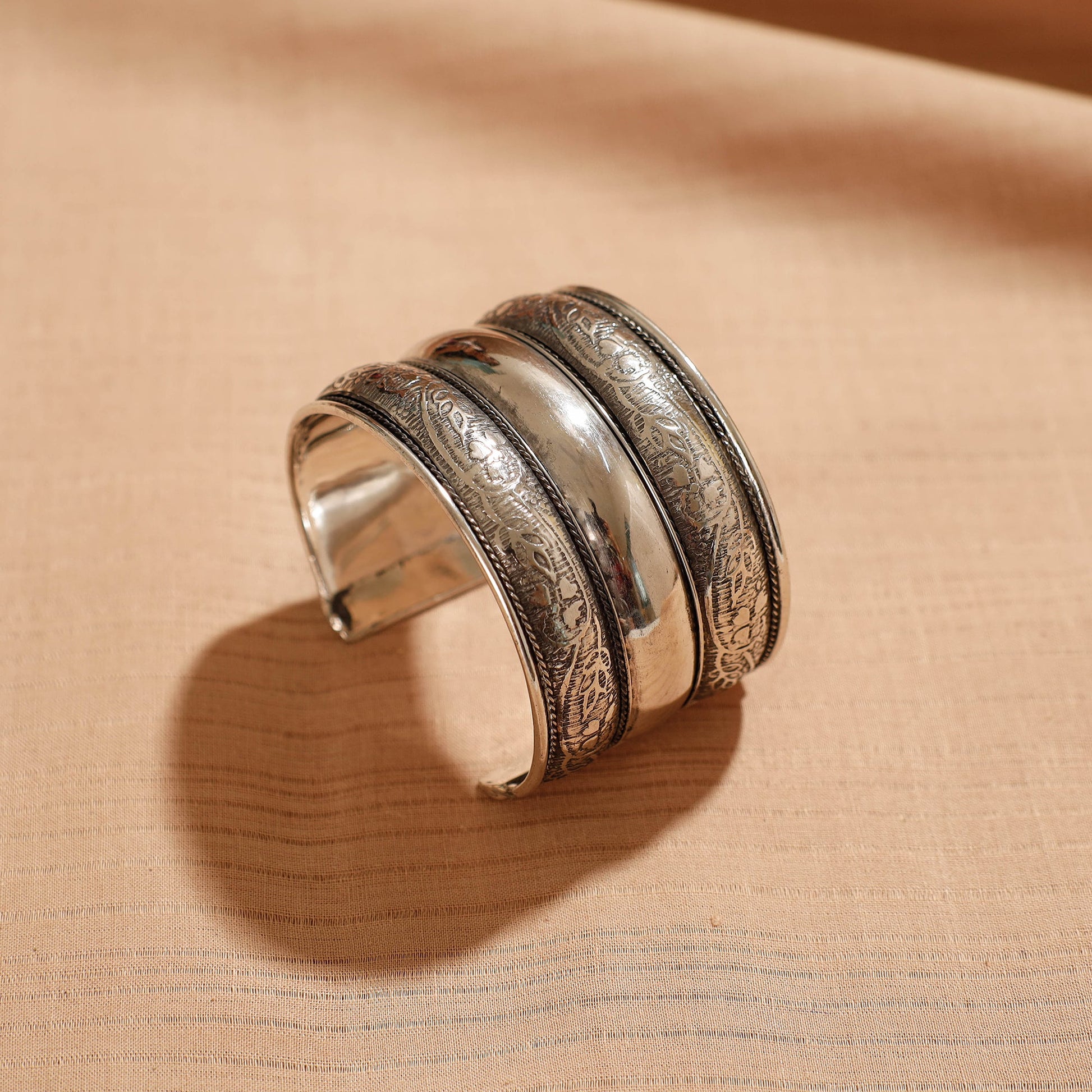 Antique Finish Oxidised German Silver Bangle / Cuff Bracelet (Adjustable)