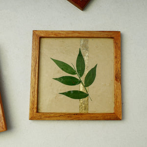 Bamboo Art Work Wooden Square Coasters (Set of 6)