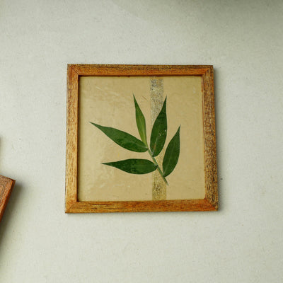 Bamboo Art Work Wooden Square Coasters (Set of 6)