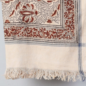 Beige - Pedana Kalamkari Block Printed Handloom Cotton Towel