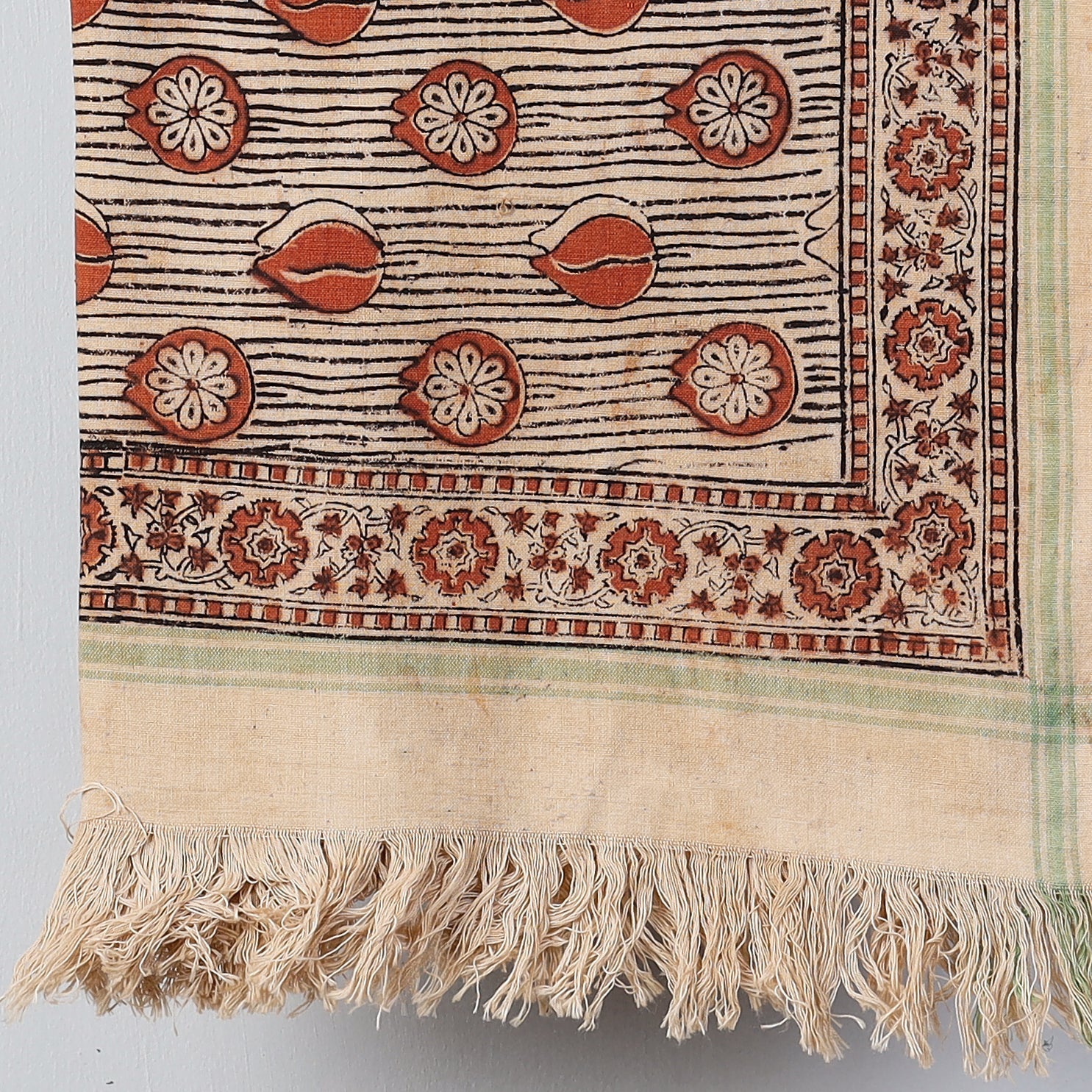 Beige - Pedana Kalamkari Block Printed Handloom Cotton Towel