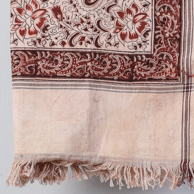 Beige - Pedana Kalamkari Block Printed Handloom Cotton Towel