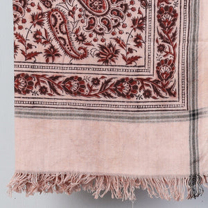 Beige - Pedana Kalamkari Block Printed Handloom Cotton Towel