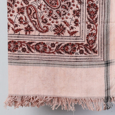 Beige - Pedana Kalamkari Block Printed Handloom Cotton Towel