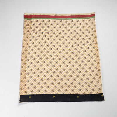 Beige - Chanderi Silk Pipad Block Print Blouse Piece 83