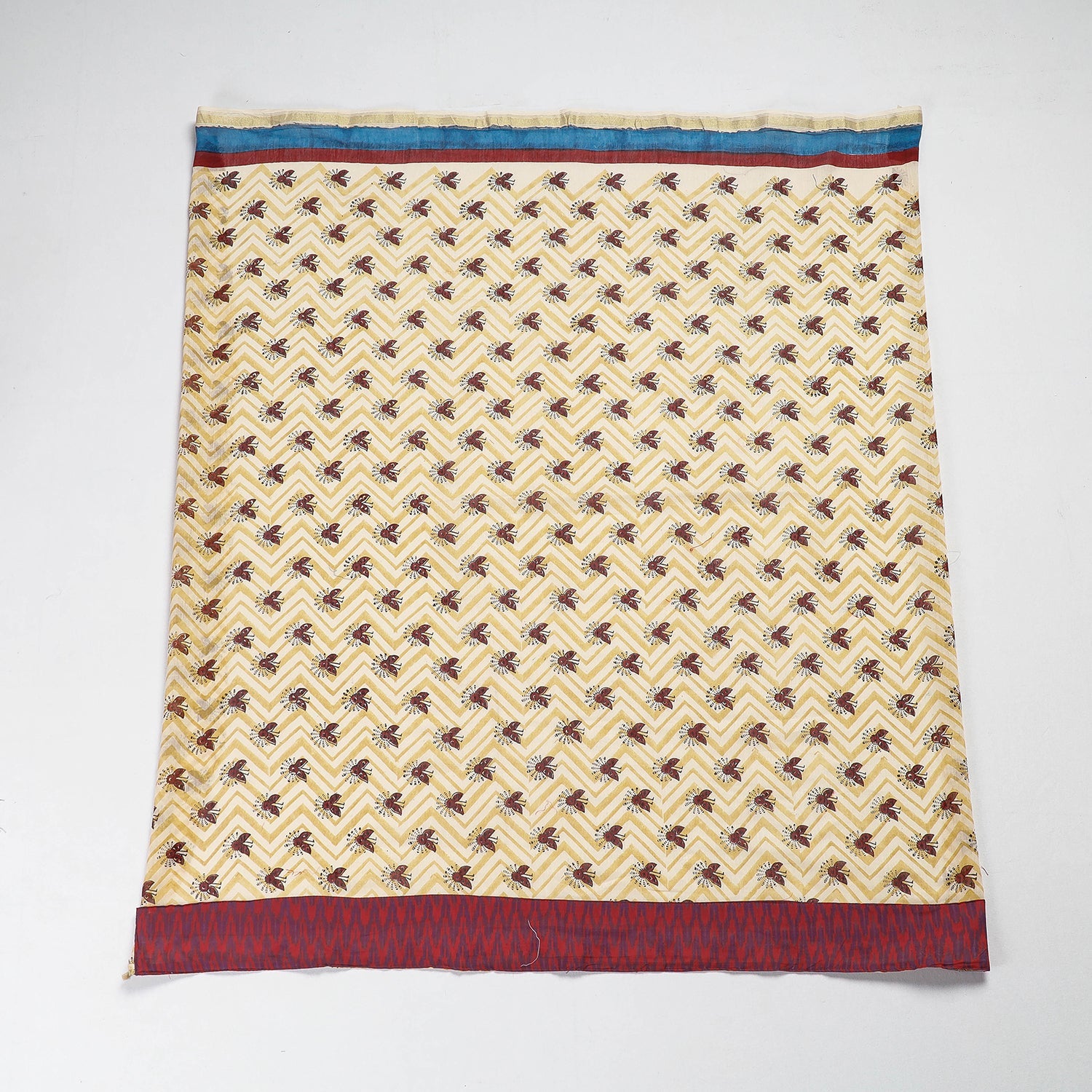 Beige - Rangoli Pipad Chanderi Silk Blouse Piece with Ikat Border