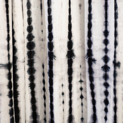 Black - Shibori Tie-Dye Cotton Door Curtain - Set of 2 (6.6 x 4 feet)