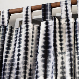 Black - Shibori Tie-Dye Cotton Door Curtain - Set of 2 (6.6 x 4 feet)
