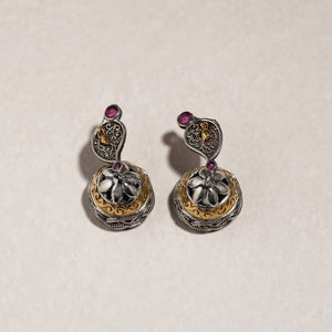 Antique Dual Tone Oxidised Brass Base Stone Necklace Set