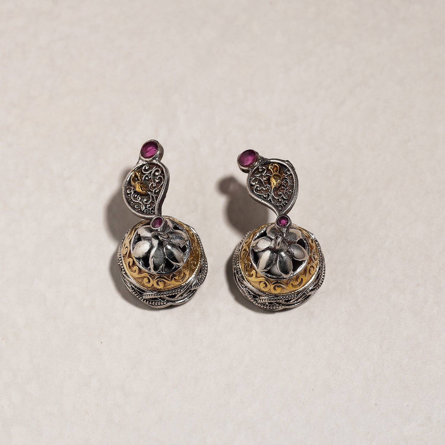 Antique Dual Tone Oxidised Brass Base Stone Necklace Set