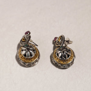 Antique Dual Tone Oxidised Brass Base Stone Necklace Set