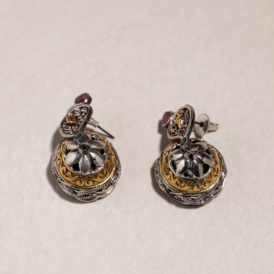 Antique Dual Tone Oxidised Brass Base Stone Necklace Set