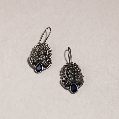 Antique Silver Finish Oxidised Brass Base Stone & Bead Work Necklace Set