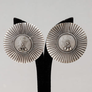 Antique Silver Finish Oxidised Brass Base Earrings