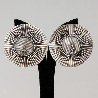 Antique Silver Finish Oxidised Brass Base Earrings