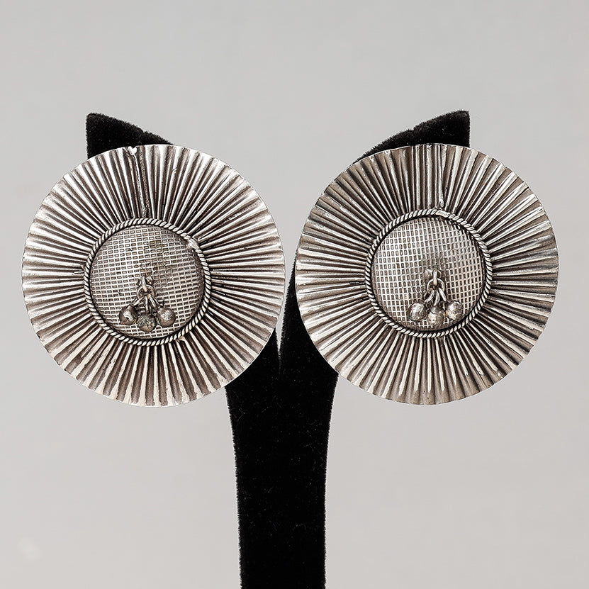 Antique Silver Finish Oxidised Brass Base Earrings