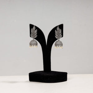 Antique Silver Finish Oxidised Brass Base Jhumki Earrings