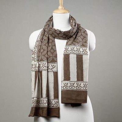 Brown - Pipad Block Printed Mul Cotton Stole