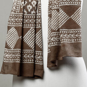 Brown - Pipad Block Printed Mul Cotton Stole