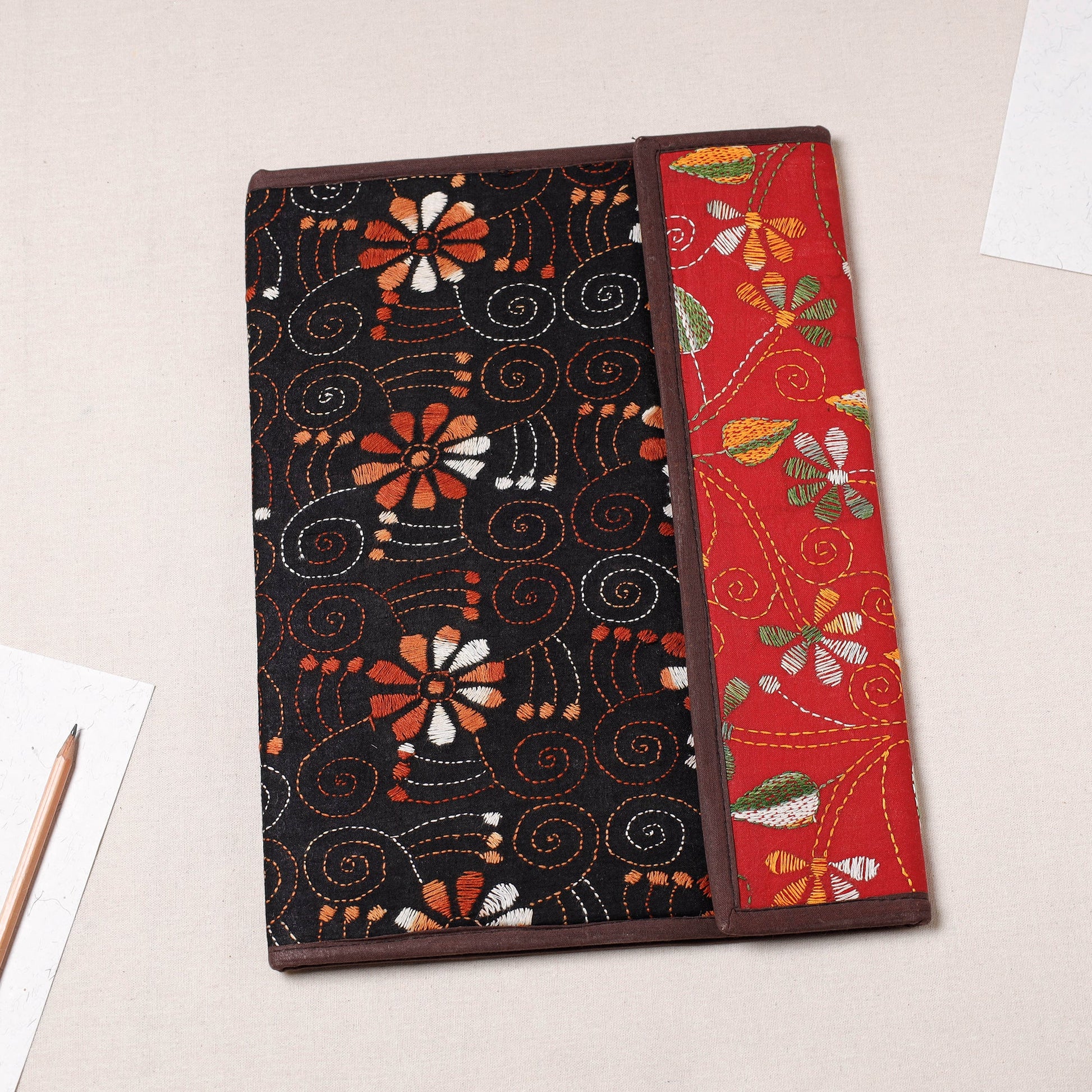 Bengal Kantha Work Handcrafted File Folder