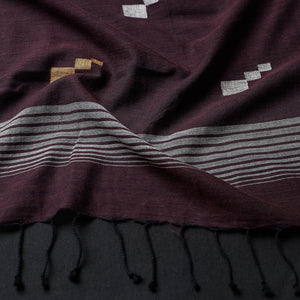 Brown - Phulia Bengal Handloom Cotton Stole with Tassels