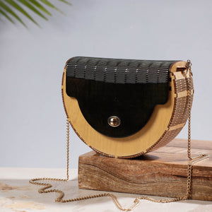 Beige - Handcrafted Birch Wooden Sling Bag